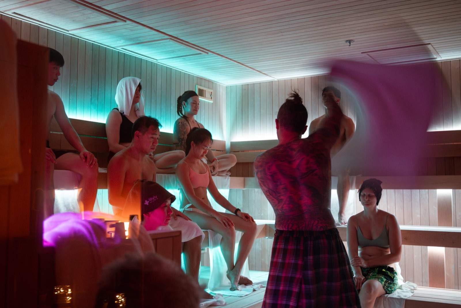 Aufguss ritual in the Finnish sauna