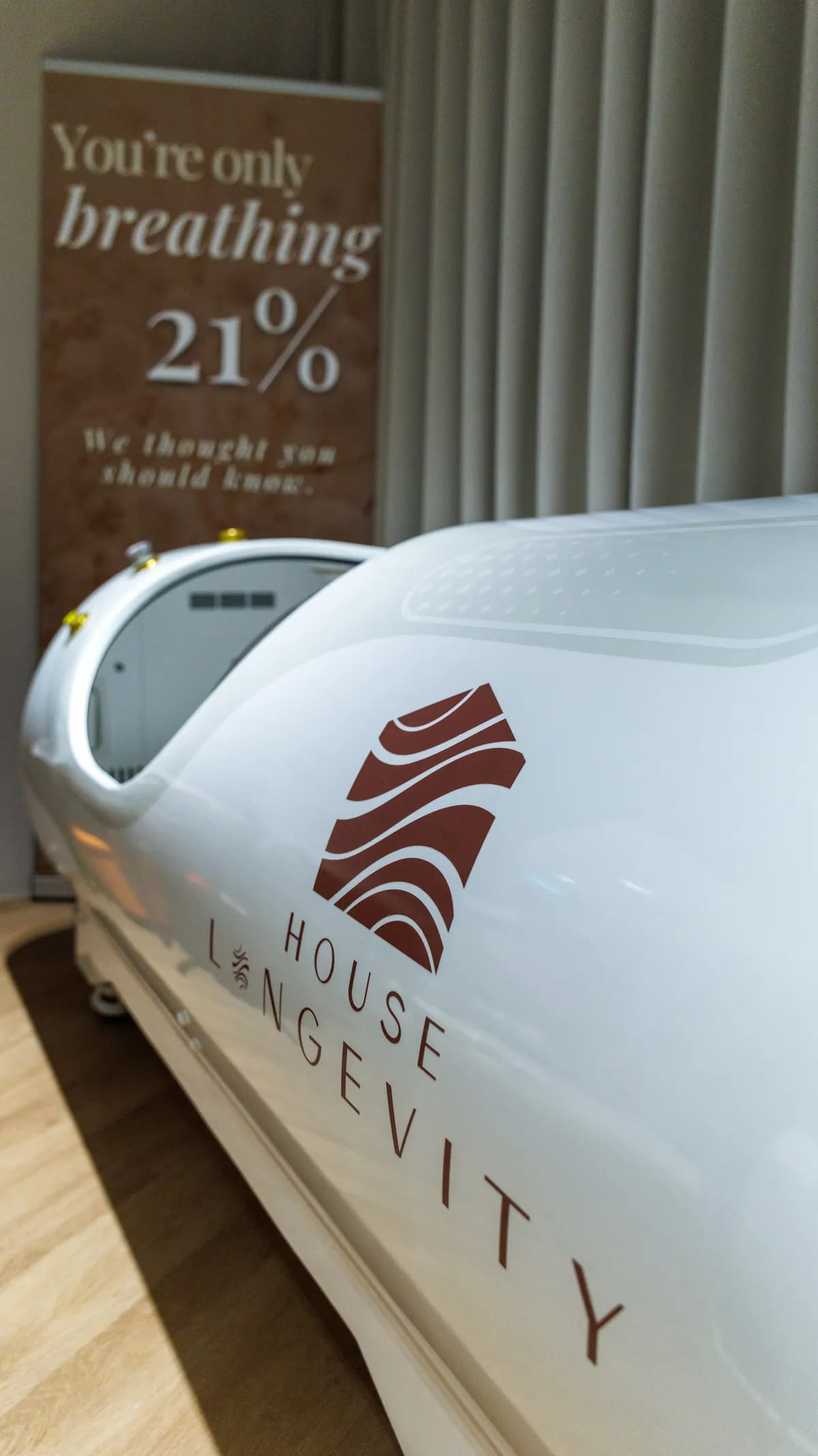 A House Longevity hard-shell hyperbaric chamber.