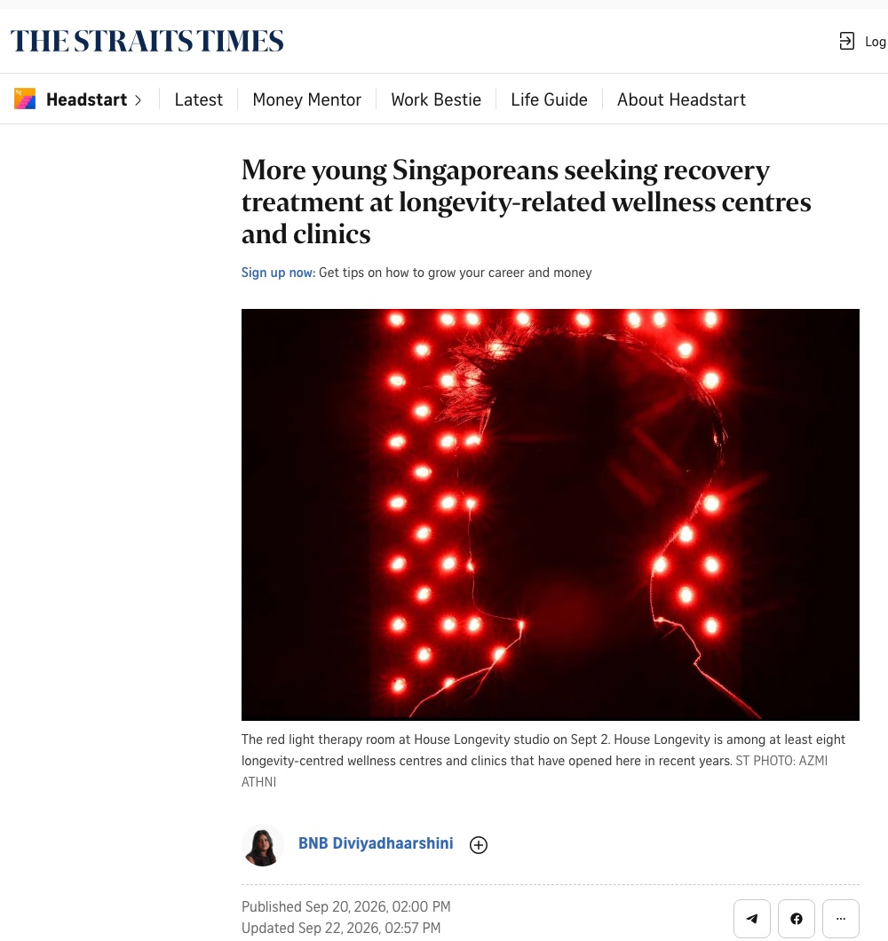The Straits Times, 20 September 2026: article naming House Longevity